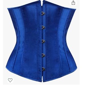 Frawirshau Women's 9427 Blue Lace Up Boned Underbust Waist Trainer Corset- Small